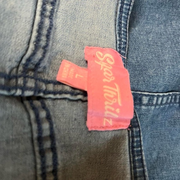 Sugar Thrillz lace-up micro mini denim skirt size large - Picture 5 of 8